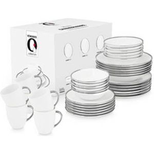 vtwonen Dinerset - Set van 36 - Wit-Zilver