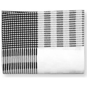 vtwonen Tafelkleed - 100% Katoen - Wit-Zwart Vierkant - 150x250cm