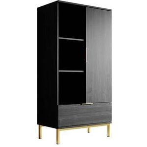 Meubella - Kast Ponchi - Zwart eiken - 70 cm