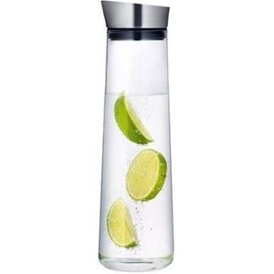 Krumble Karaf van glas - 1000ml - 1 liter - 33 x 9,5 cm (dxh) - Glazen waterfles - RVS - Tafel water