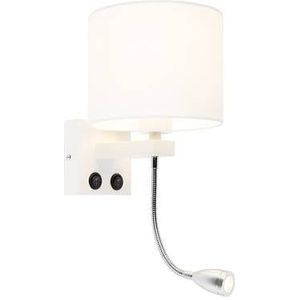 QAZQA Moderne wandlamp wit met witte kap - Brescia