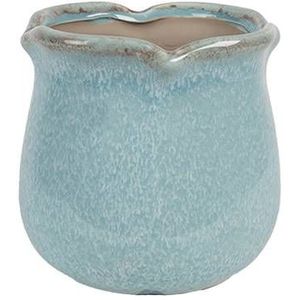 Clayre & Eef Bloempot Binnen Ø 12x12 cm Blauw Keramiek Plantenpot