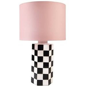 &Klevering- Retro Block Lamp - met Roze Lampenkap