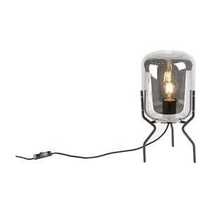 QAZQA Design tafellamp zwart met smoke glas - Bliss