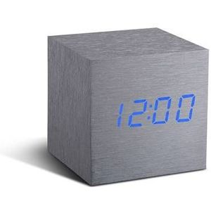 Gingko Cube click clock Alarmklok - Aluminium|LED Blauw
