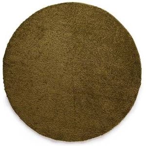 Rond hoogpolig vloerkleed shaggy Trend effen - olijfgroen 120 cm rond