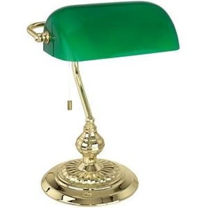 EGLO Banker - Bureaulamp - Tafellamp - E27 - 39 cm - Geelkoper|Groen