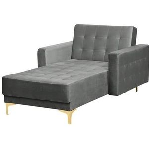 Beliani - ABERDEEN - Chaise longue - Grijs - Symmetrisch - Fluweel