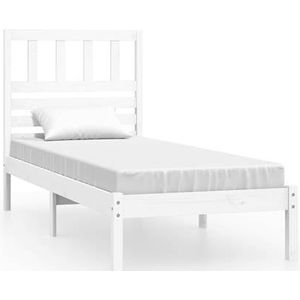 vidaXL Bedframe massief grenenhout wit 90x190 cm