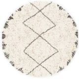 Rond hoogpolig vloerkleed berber Artisan - wit/grijs 100 cm rond