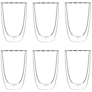 Viva Scandinavia - Lauren Koffieglas - Dubbelwandig - 390 ml - Set van 6 stuks - Transparant