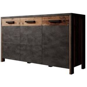 Meubella Dressoir Baron - Antraciet - Eiken - 142 cm