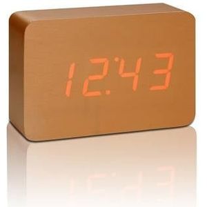 Gingko Brick click clock Wekker - Koper|LED Rood