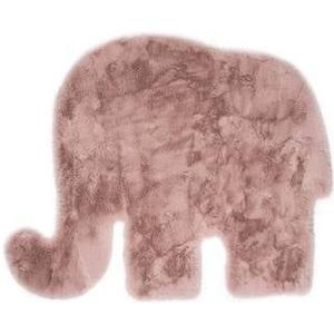 Tapeso Kindervloerkleed Olifant - Fluffy roze - 80x100 cm