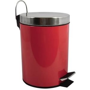 MSV Prullenbak/pedaalemmer - metaal - rood - 5 liter - 20 x 28 cm - Badkamer/toilet