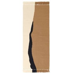 ferm LIVING Soil Kelim Vloerkleed 70 x 180 cm - Dark Sand / Off-White