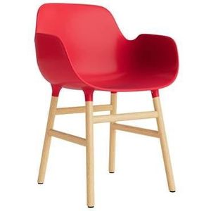 Normann Copenhagen Form Stoel met Armleuning - Eiken - Bright Red