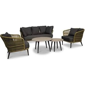 BUITEN living Palermo stoel-bank loungeset 5-delig | touw + aluminium