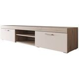 Meubella - TV-Meubel Slim - Creme - Licht eiken - 200 cm