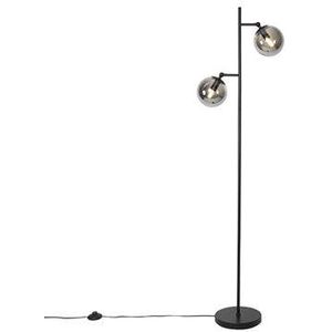 QAZQA Pallon - Art Deco Vloerlamp - Staande Lamp - 2 Lichts - H 1530 Mm - Zilver - Woonkamer