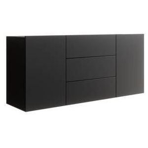 Meubella Dressoir Asilento - Mat zwart - 140 cm