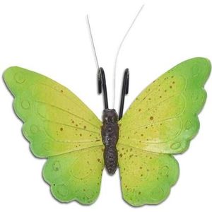Pro Garden bloempothanger vlinder - kunststeen - groen - 13 x 10 cm