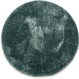 Rond hoogpolig vloerkleed velours Posh - turquoise 80 cm rond