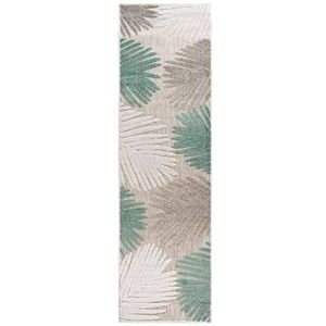 Boho&me Balkonkleed palmbladeren - Verano grijs|mint - 66x230 cm