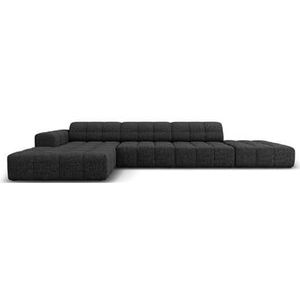 Cosmopolitan Design Chicago Hoekbank met Chaise Longue Links - Rechts Open - Chenille - Zwart