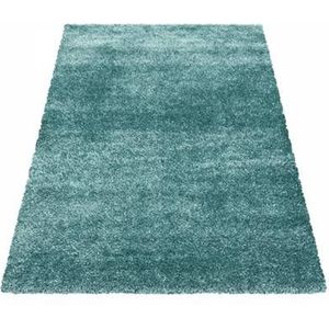 Flycarpets Nox Hoogpolig Vloerkleed Aqua Blauw Effen 140 X 200 CM