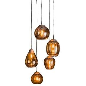 Fraaai Elouise hanglamp 5L getrapt mix amber glas