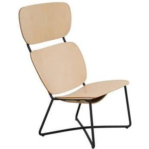 Functionals Miller fauteuil hoog zwart frame naturel leer