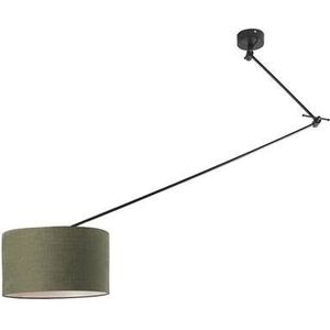 QAZQA Hanglamp zwart met kap 35 cm groen verstelbaar - Blitz