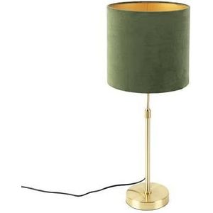 QAZQA Tafellamp goud|messing met velours kap groen 25 cm - Parte
