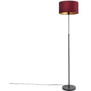 QAZQA Vloerlamp zwart met velours kap rood met goud 35 cm - Parte