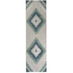 Boho&me Balkonkleed ruit aztek - Verano grijs|mint - 80x200 cm