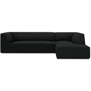 Windsor & Co Sao Hoekbank met Chaise Longue Rechts - 4-zits - Ribstof - Zwart