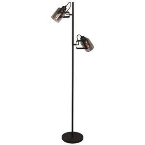 Freelight Vloerlamp Fumoso Zwart met Smoke Glas 2 Lichts