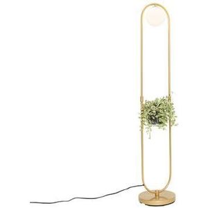 QAZQA Art Deco vloerlamp goud met wit glas - Isabella