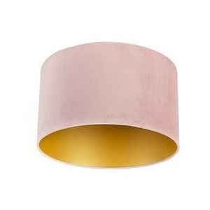 QAZQA Velours lampenkap roze 35|35|20 met gouden binnenkant