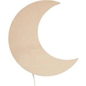 Houten wandlamp kinderkamer | Maan - blank