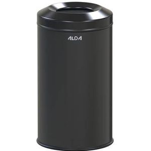 ALDA, Brandwerende prullenbak – 20L - 43xØ24 cm – zwart – afvalbak - vuilnisbak