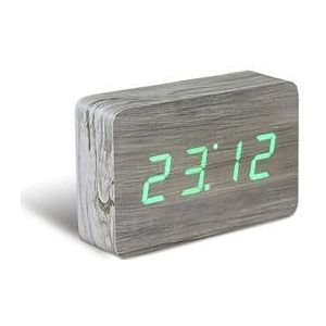 Gingko Brick click clock Wekker - Essenhout|LED Groen