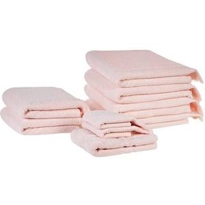 Beliani - ATIU - Handdoek set van 9 - Roze - Katoen