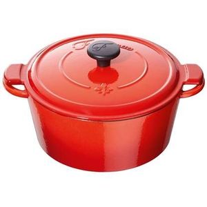 Fontignac Main Libres braadpan - Gietijzer - Rond - 24 cm - Rood