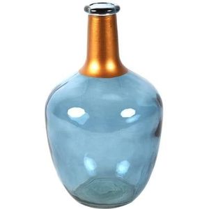 Countryfield Bloemenvaas Firm Big Bottle - Blauw Transparant/Koper - Glas - D15 X H25 cm