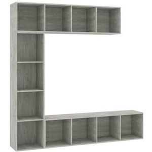 vidaXL 3-delige Boekenkast-|tv-meubelset 180x30x180 cm betongrijs