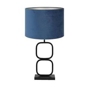 Light & Living Tafellamp Lutika|Velours - Zwart|Blauw - Ø30x67cm