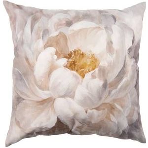 Clayre & Eef Kussenhoes 45x45 cm Wit Geel Polyester Bloemen Sierkussenhoes