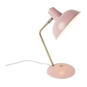 QAZQA Retro tafellamp roze met brons - Milou